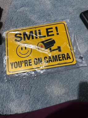 Yellow "Smile! You're On Camera" Security Sign